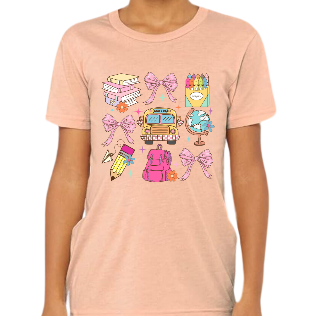 Youth Buses and Bows Tee