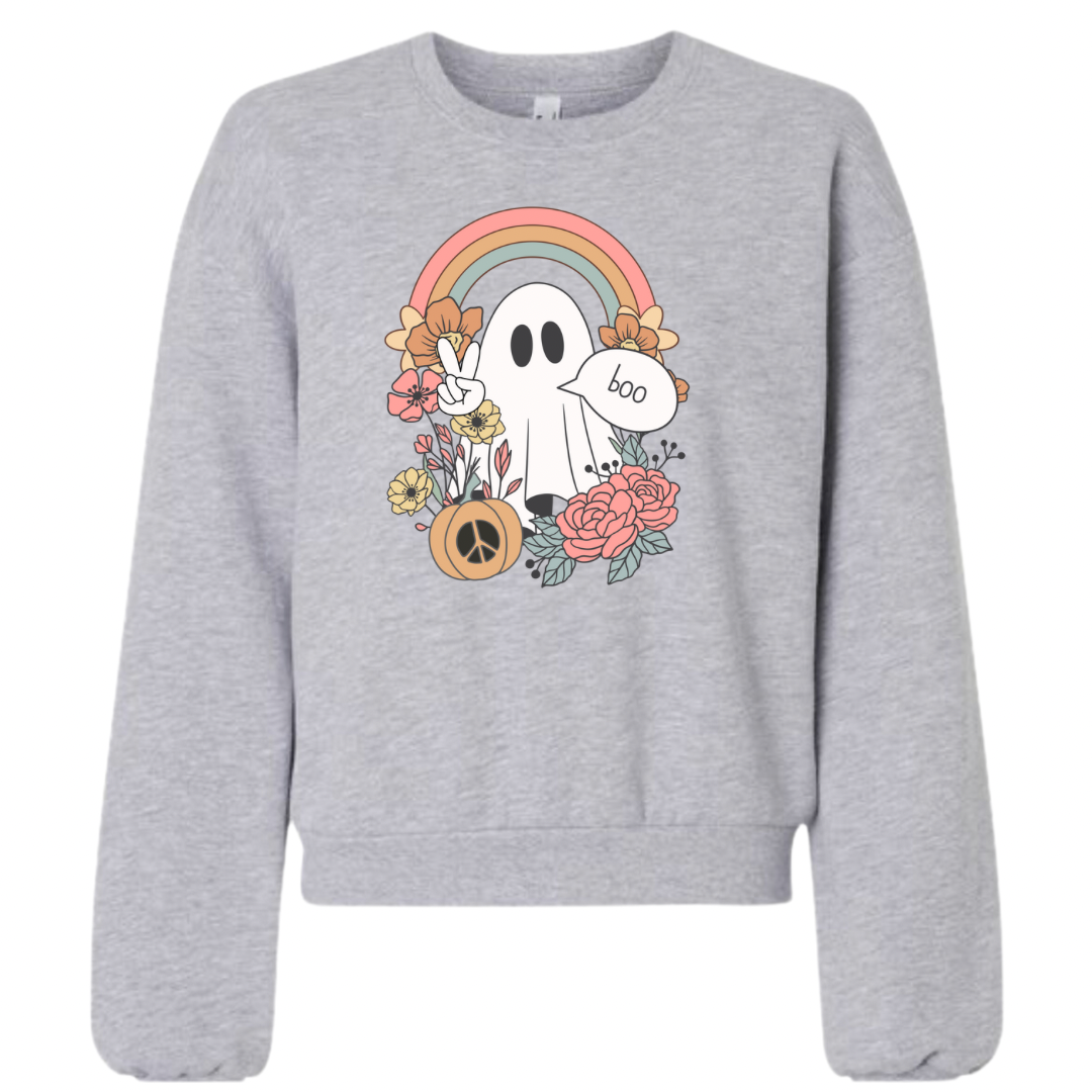 Women's Groovy Ghost Cropped Crewneck
