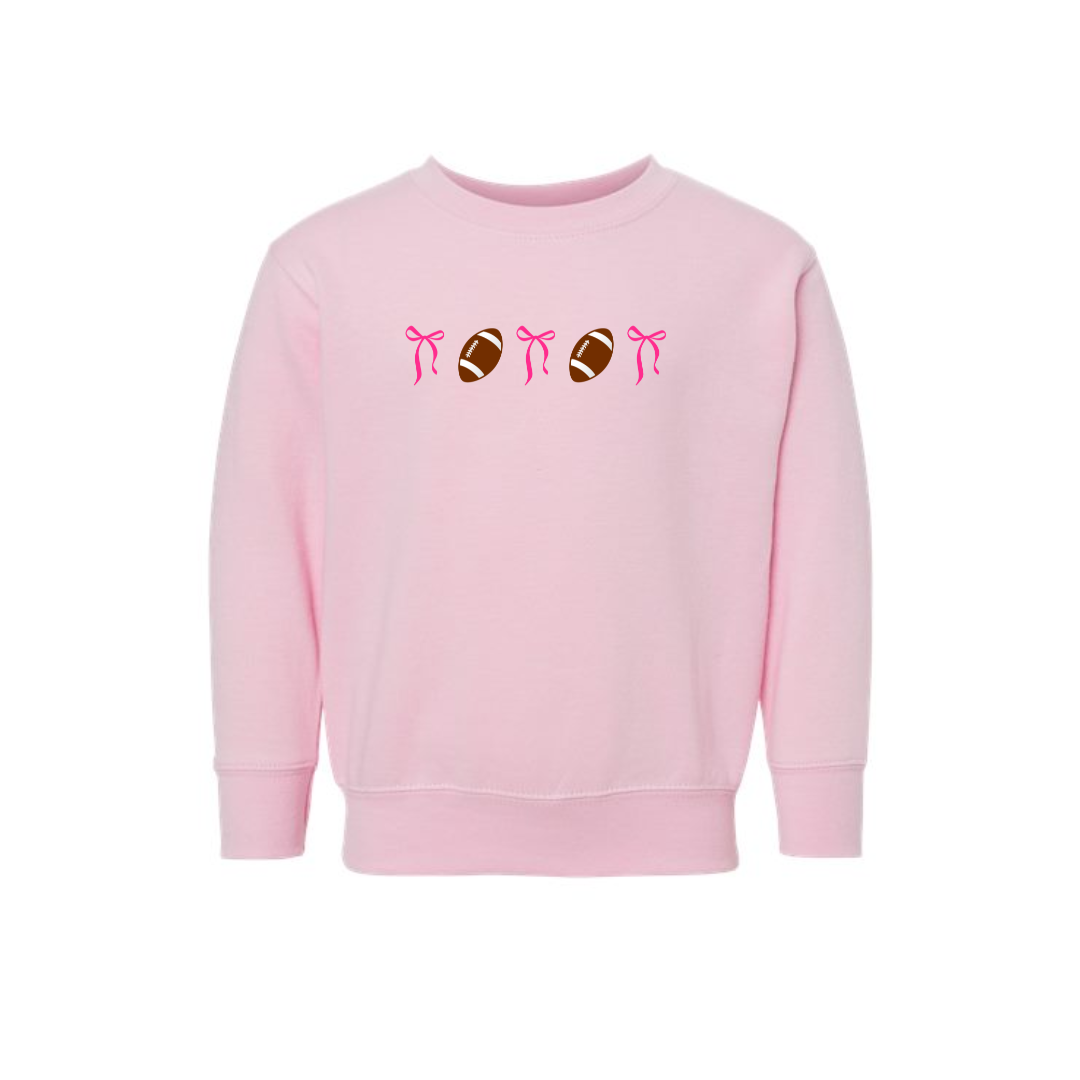 Toddler Footballs and Bows Crewneck