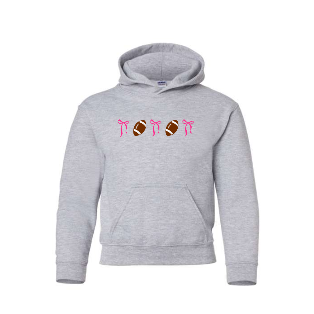 Youth Footballs and Bows Hoodie