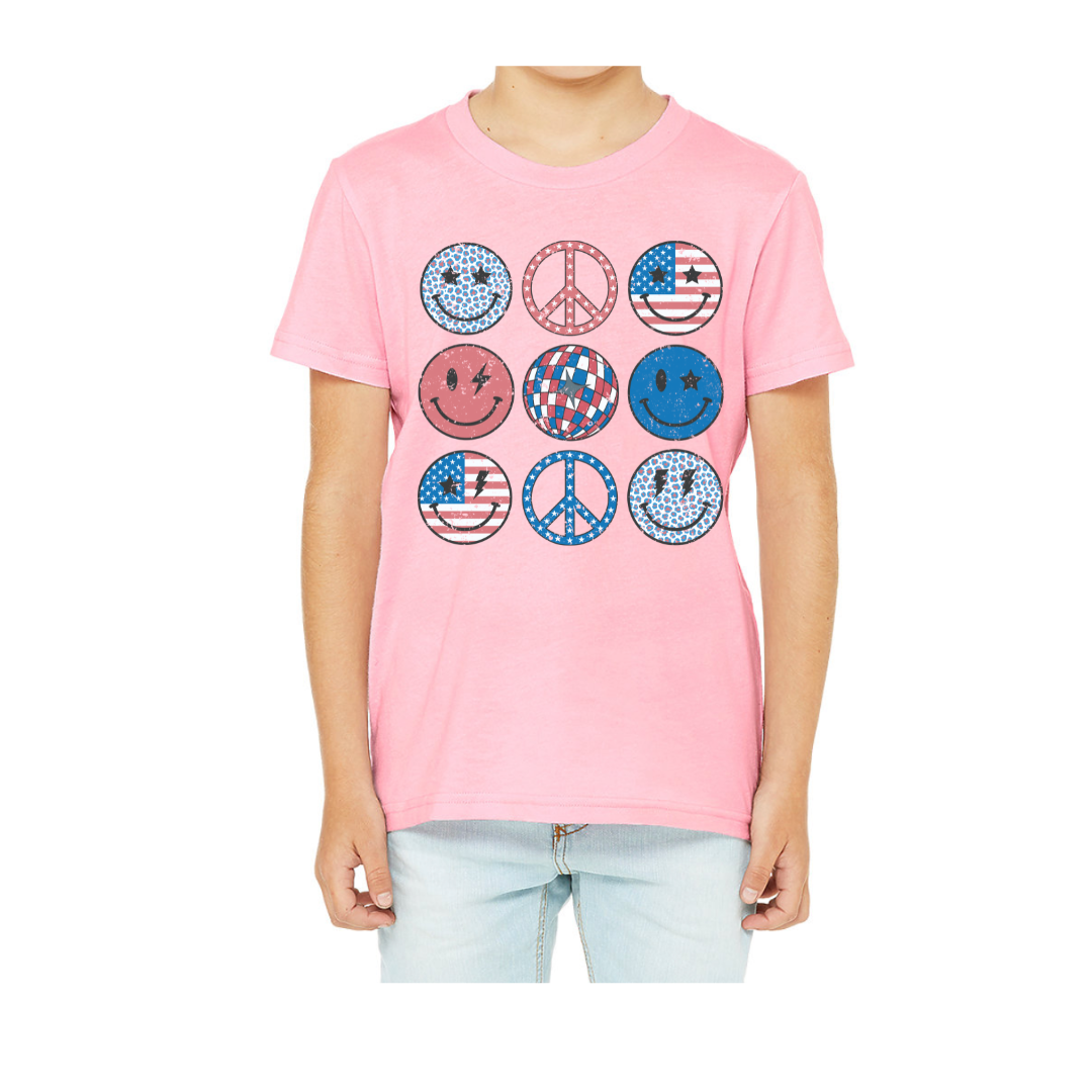 Youth American Peace Sign and Smiles Tee