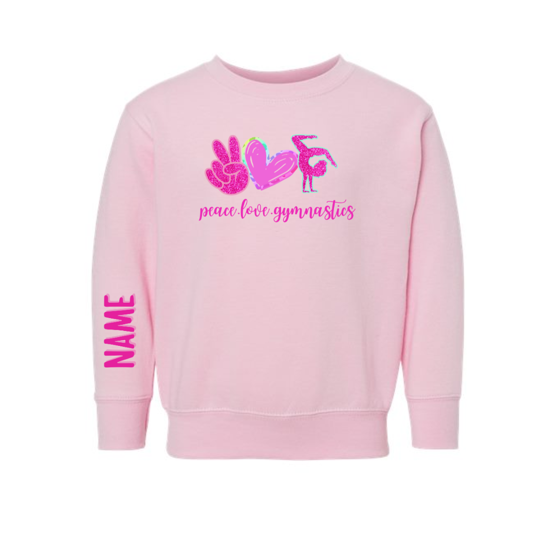 Toddler Custom Peace Love Gymnastics Crewneck