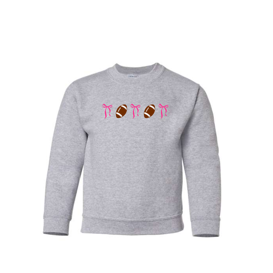 Youth Footballs and Bows Crewneck