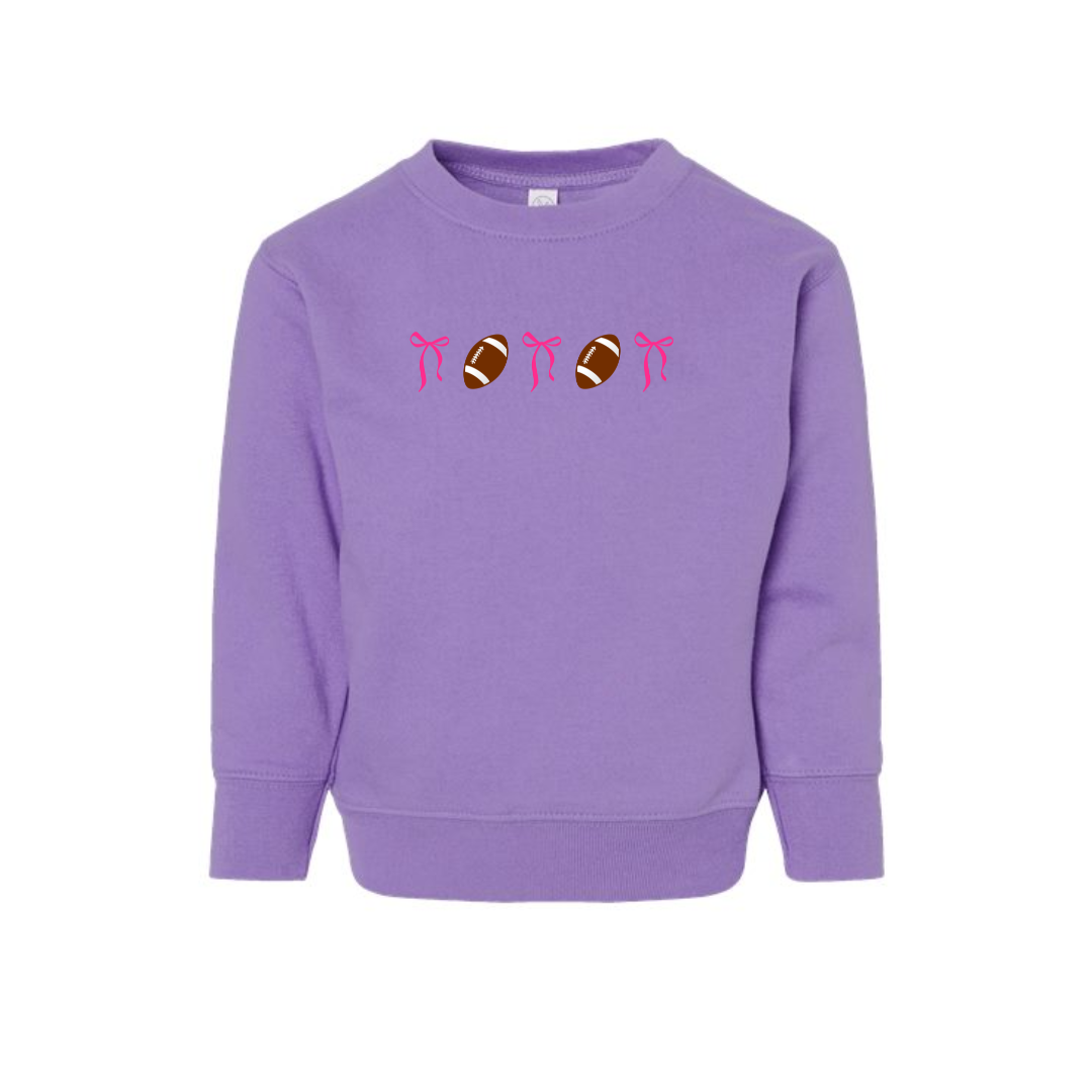 Toddler Footballs and Bows Crewneck