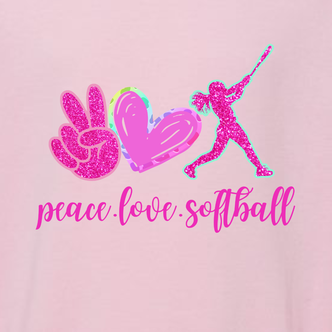 Toddler Custom Peace Love Softball Crewneck
