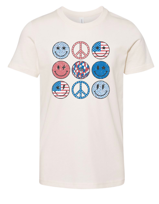 Youth American Peace Sign and Smiles Tee