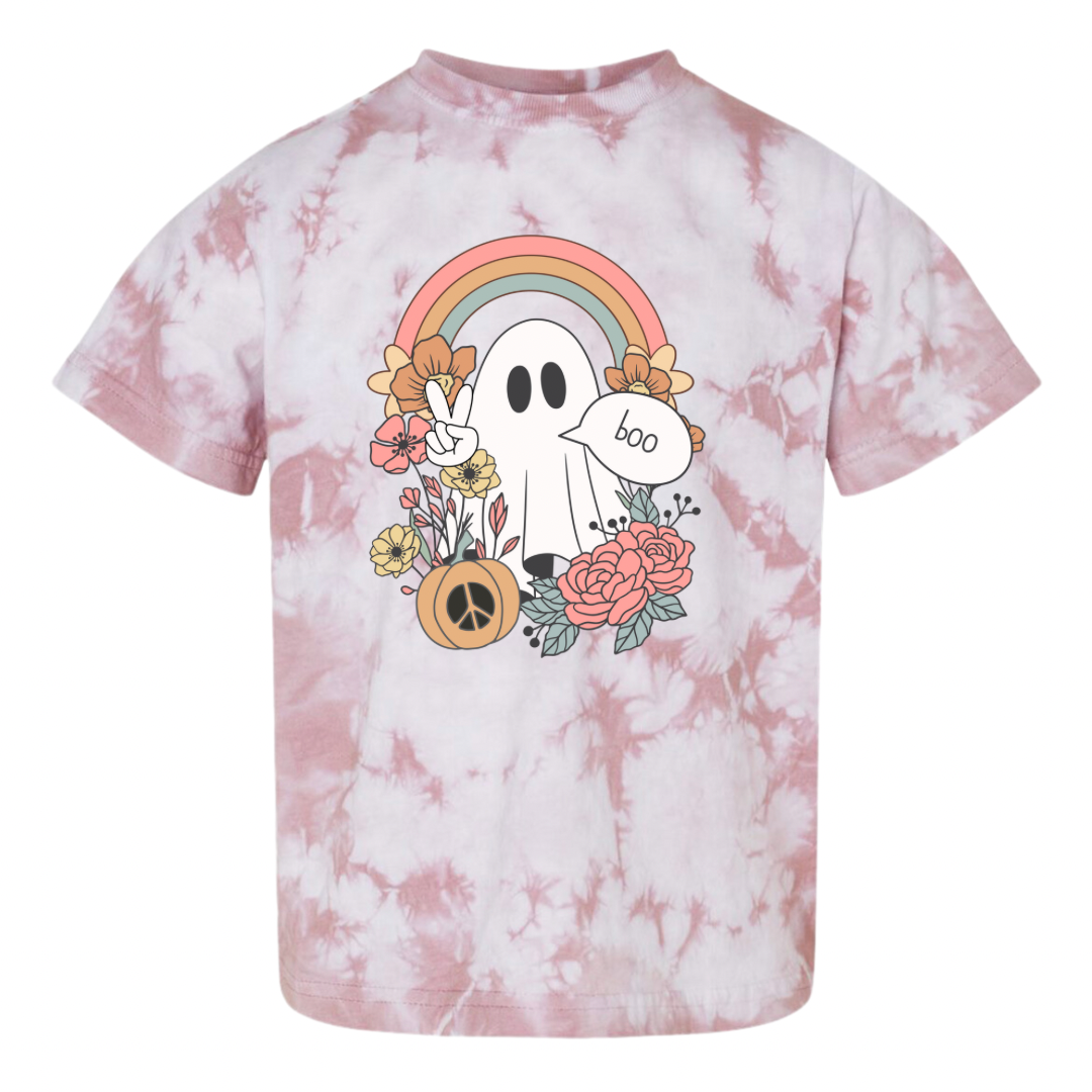 Toddler Groovy Ghost Tie-Dyed Dyenomite Tee