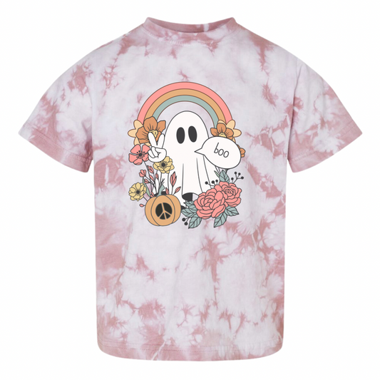 Toddler Groovy Ghost Tie-Dyed Dyenomite Tee