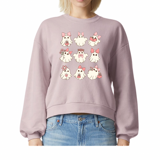 Women's Girly Ghosts Cropped Crewneck