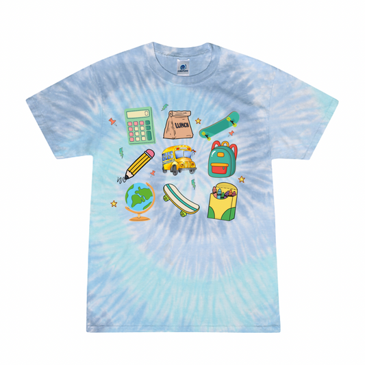 Youth Buses and Skateboards Tie-Dyed Colortone Tee