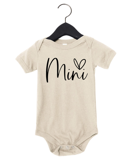 Mini Script Heart Onesie or Tee