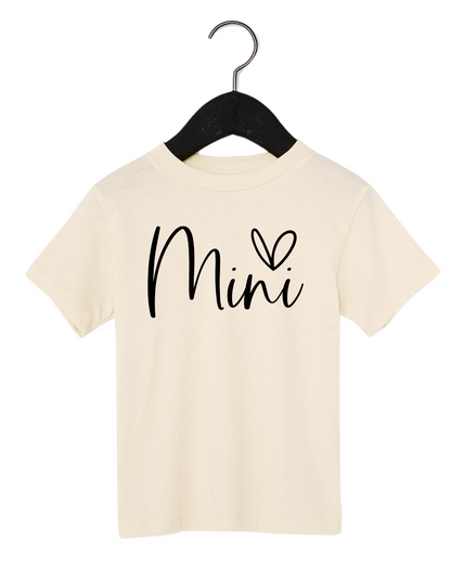 Mini Script Heart Onesie or Tee