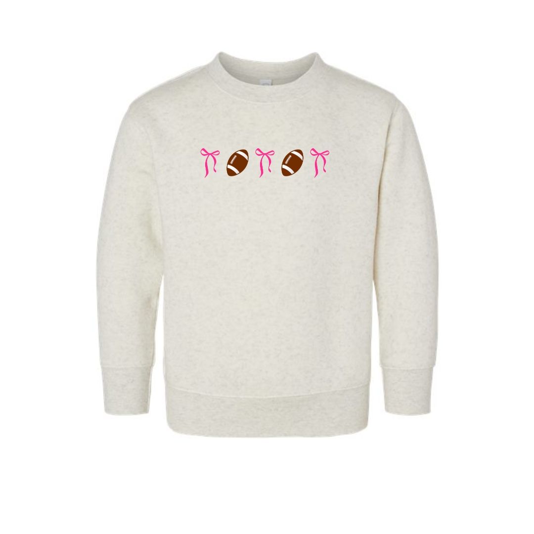 Toddler Footballs and Bows Crewneck