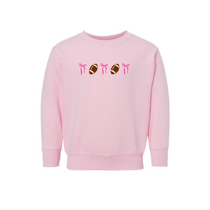 Toddler Footballs and Bows Crewneck