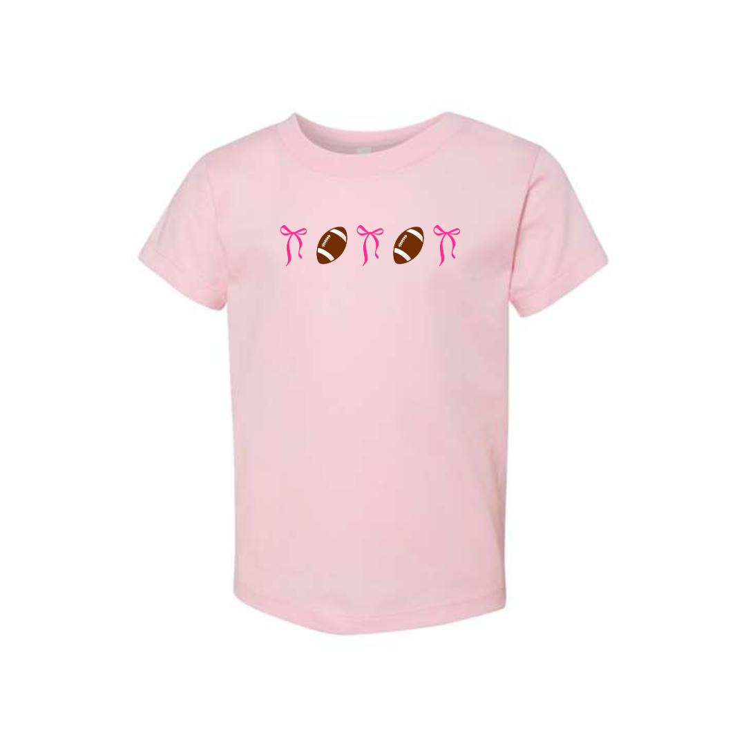 Toddler Footballs and Bows Tee