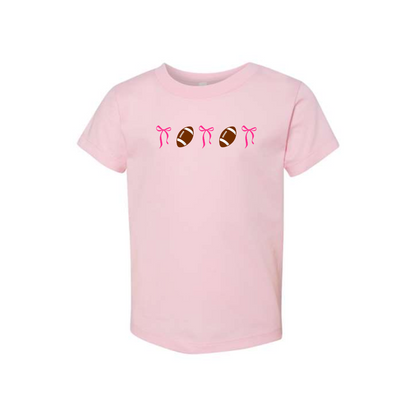 Toddler Footballs and Bows Tee