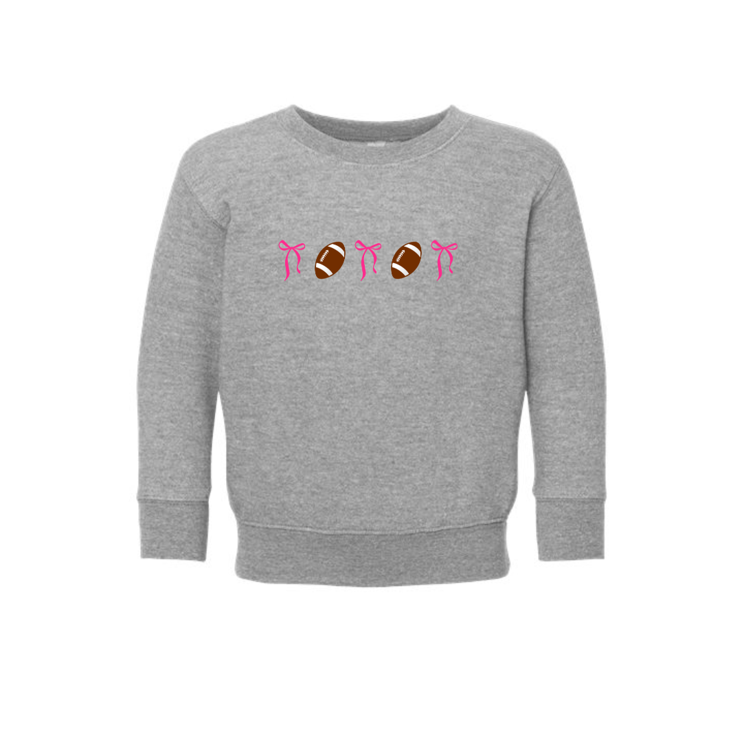 Toddler Footballs and Bows Crewneck