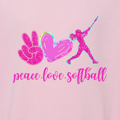 Toddler Custom Peace Love Softball Crewneck
