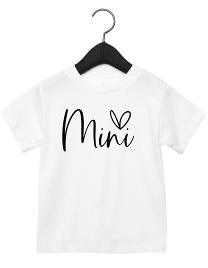 Mini Script Heart Onesie or Tee