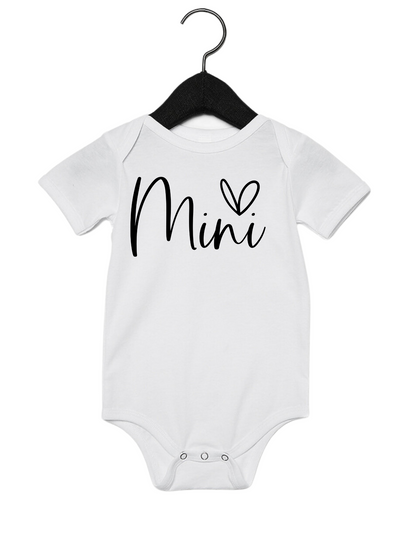 Mini Script Heart Onesie or Tee